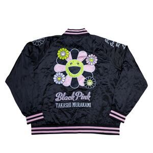 Takashi Murakami Black Pink Sample Unreleased Satin Bomber Jacket XL